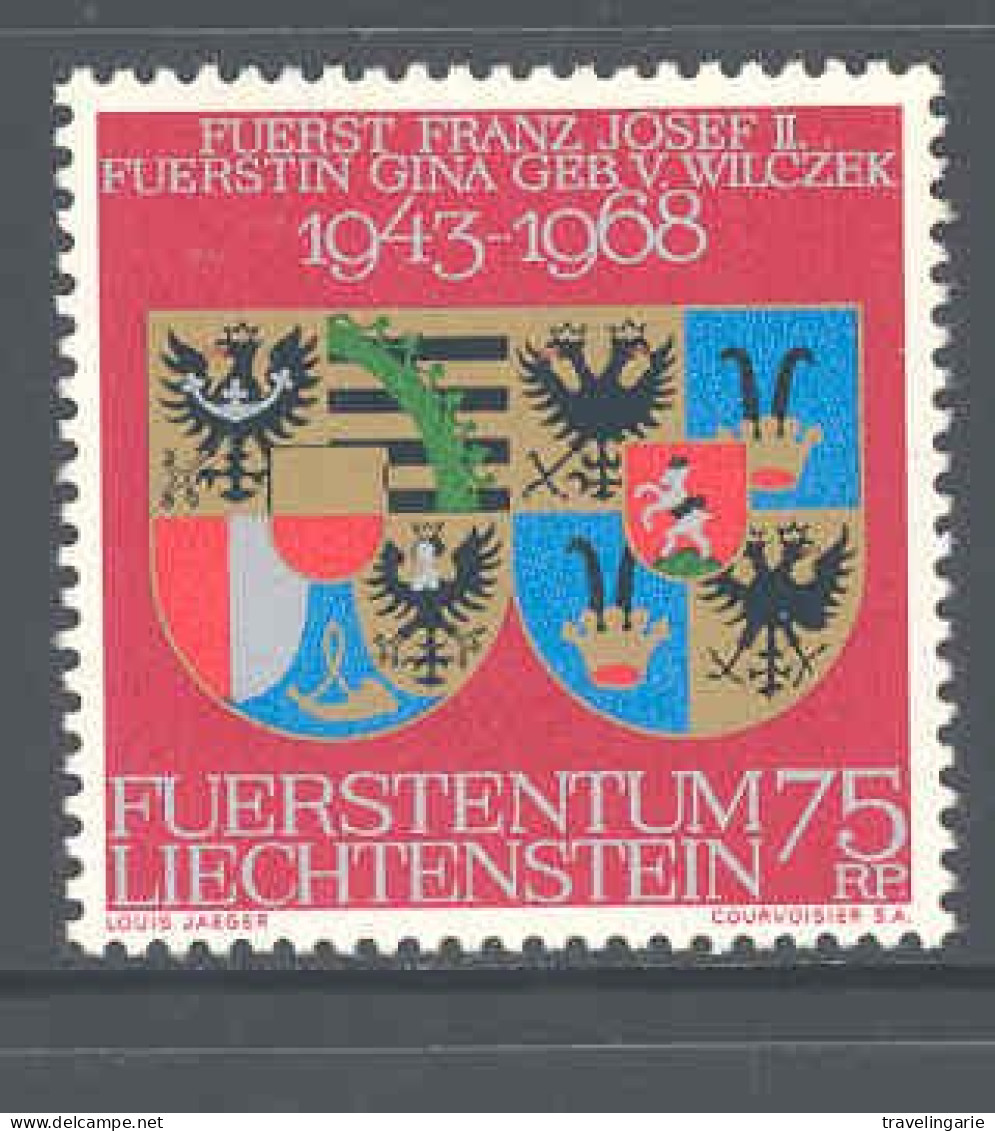 Liechtenstein 1968 Silver Wedding Coat Of Arms MNH ** - Briefmarken