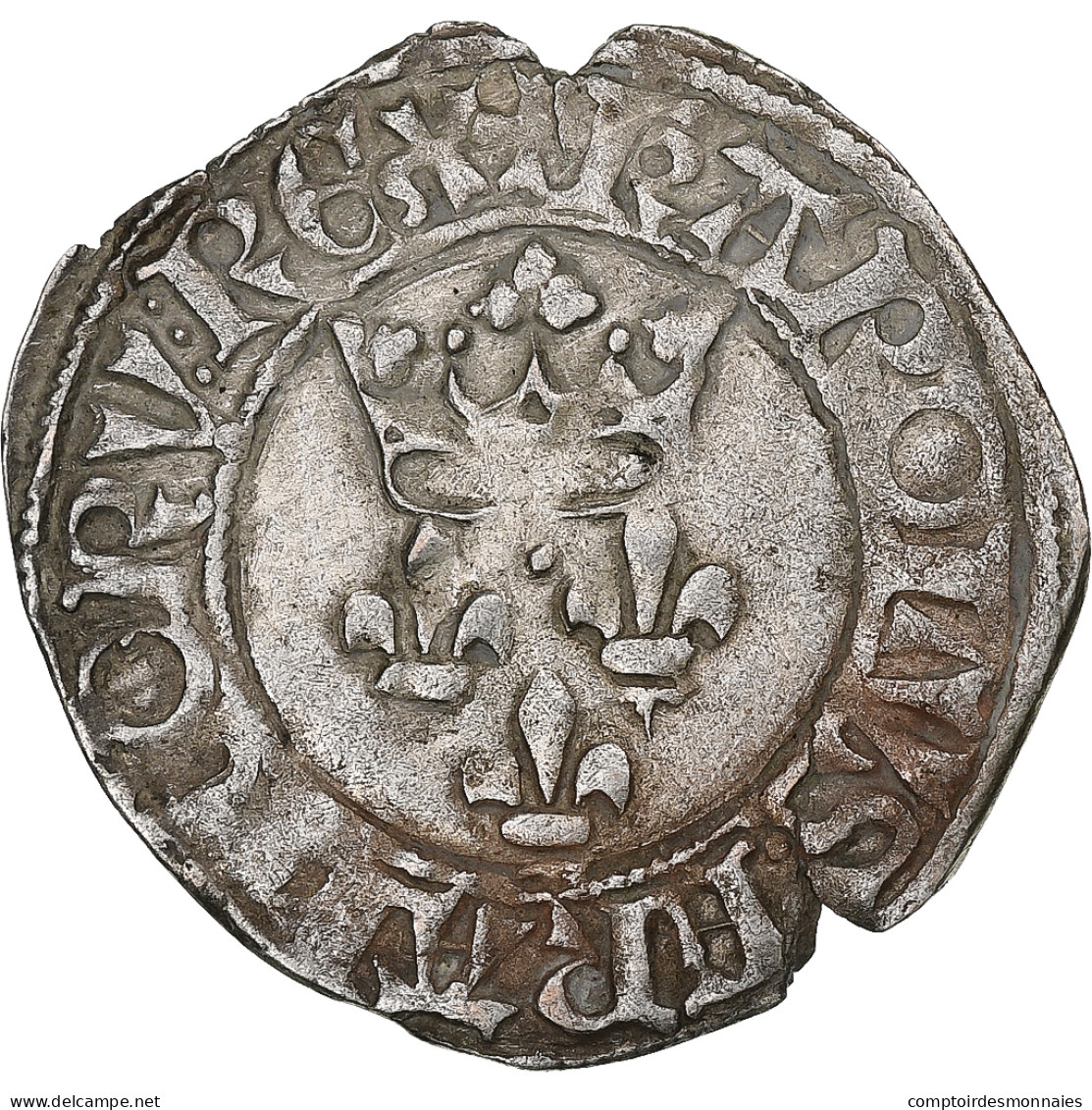 France, Charles VI, Florette, 1417-1422, Rouen, Billon, TTB, Duplessy:387 - 1380-1422 Karl VI. Der Vielgeliebte