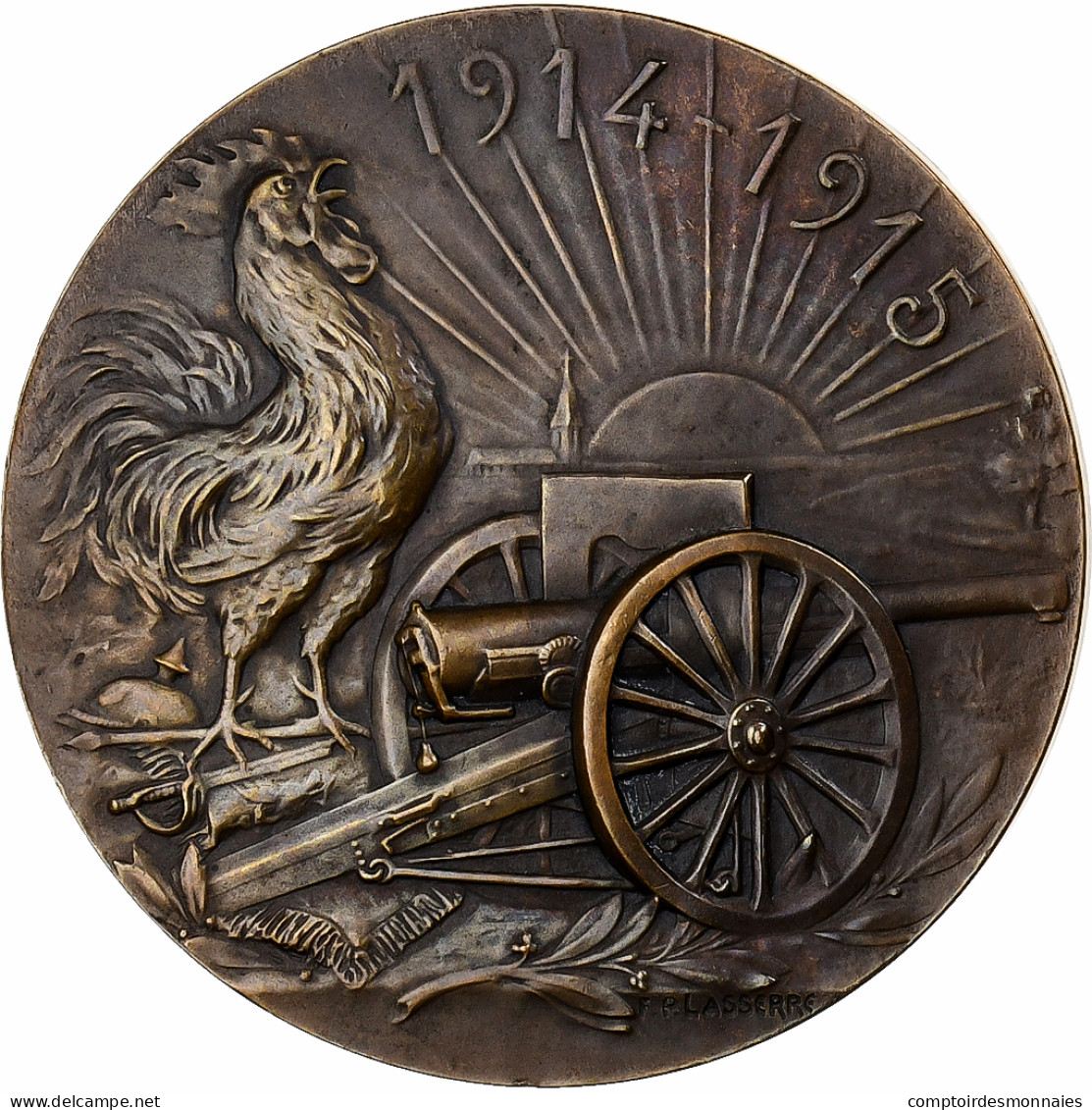 France, Médaille, Aux Armes Citoyens, 1914-1915, Bronze, Lasserre, SUP - Sonstige & Ohne Zuordnung