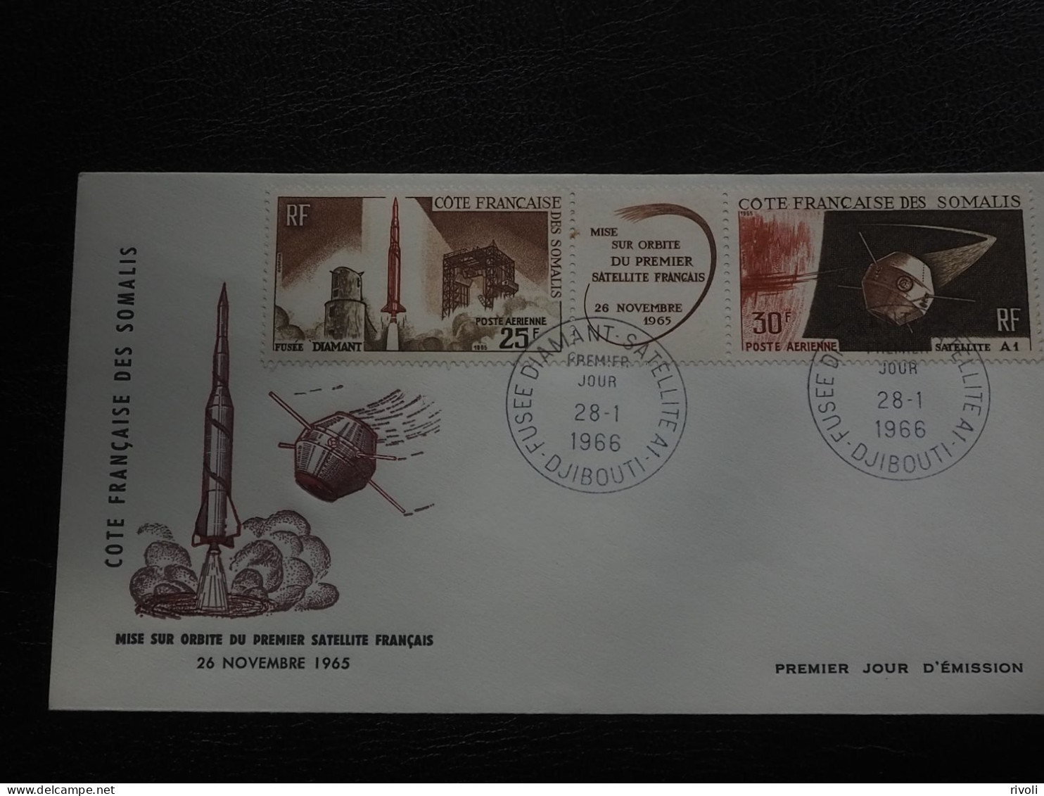 FDC COTE DES SOMALIS 1966 Poste Aérienne Y. T. N° 46A - Briefe U. Dokumente