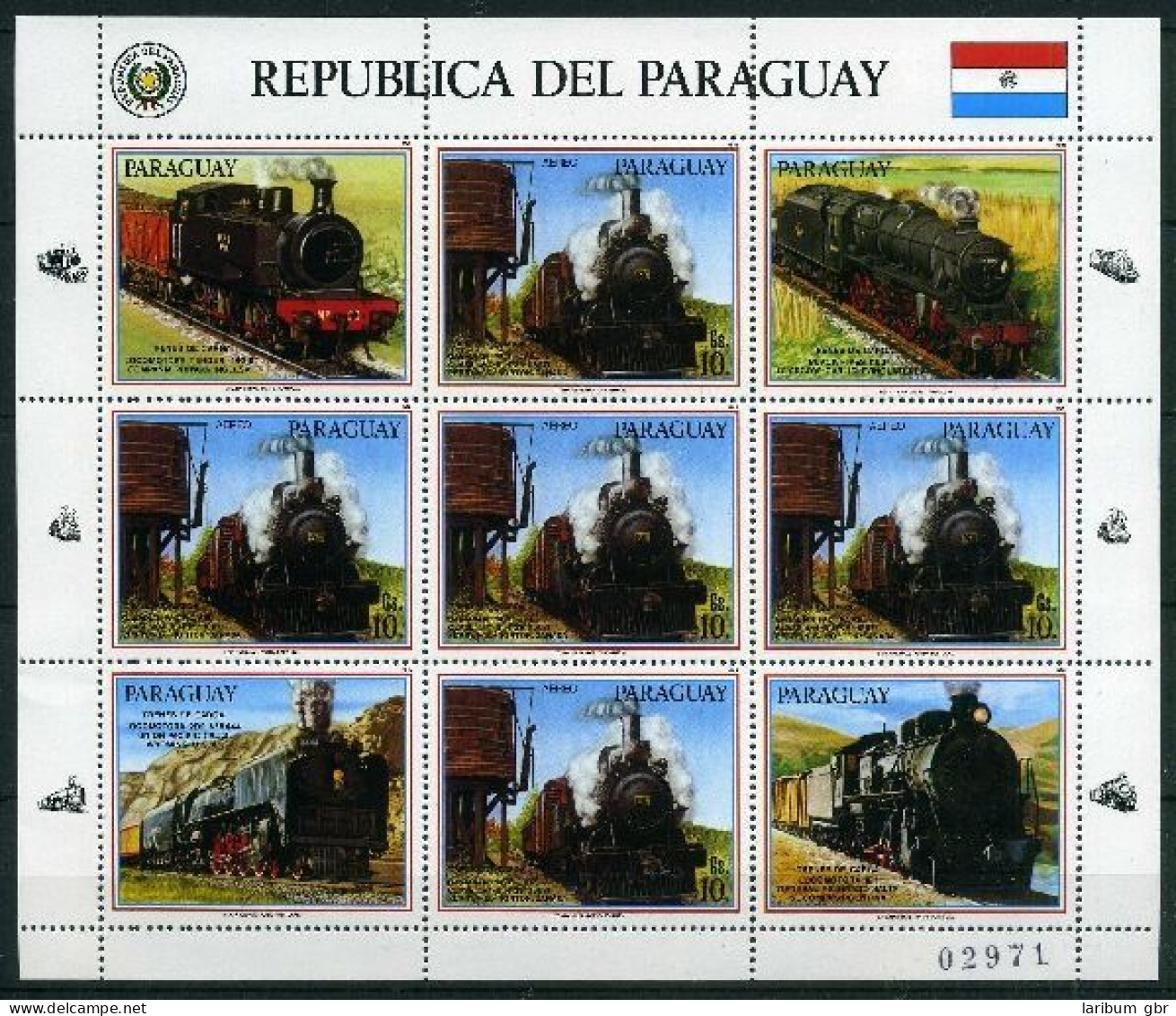 Paraguay Kleinbogen 3995 Postfrisch Eisenbahn Lokomotive #IJ052 - Paraguay