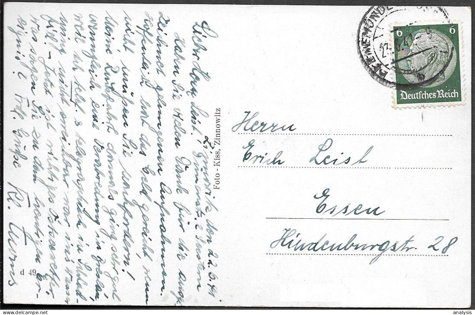 Germany WW2 Peenemünde Rocket Research Center Postcard Mailed 1941. V-1 V-2 Rocket - Cartas & Documentos