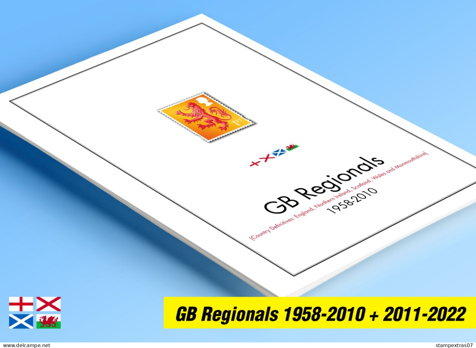 COLOR PRINTED GREAT BRITAIN REGIONALS [PICTORIALS] 1958-2022 STAMP ALBUM PAGES (40 Illustrated Pages) >> FEUILLES ALBUM - Pre-printed Pages