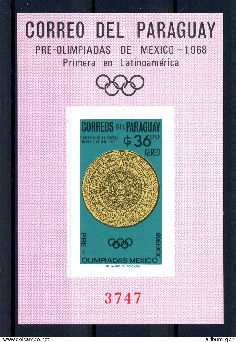 Paraguay Block 82 Olympiade Mexiko 1968 #JS054 - Paraguay