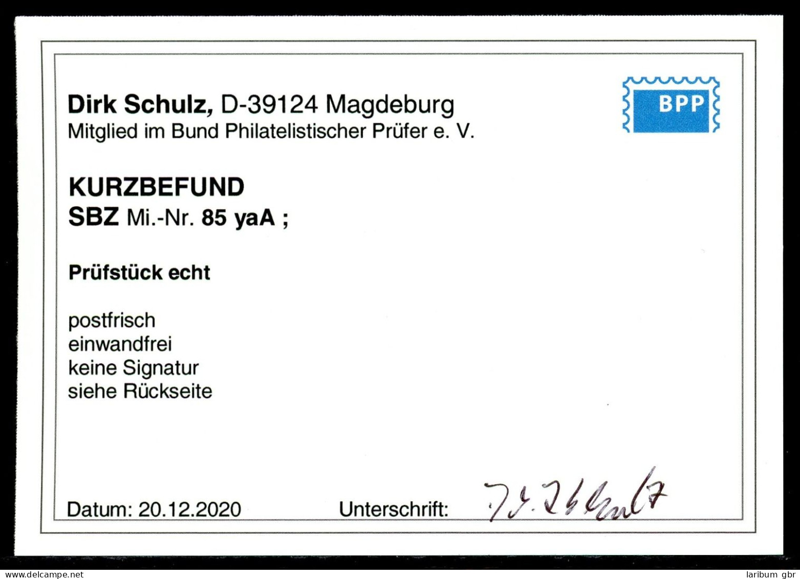 SBZ Provinz Sachsen 85 Ya A Postfrisch Geprüft Schulz #HE698 - Sonstige & Ohne Zuordnung