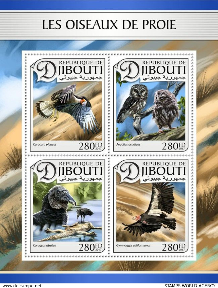 ( 250 22) - 2017- DJIBOUTI - OWLS                4V  MNH** - Hiboux & Chouettes