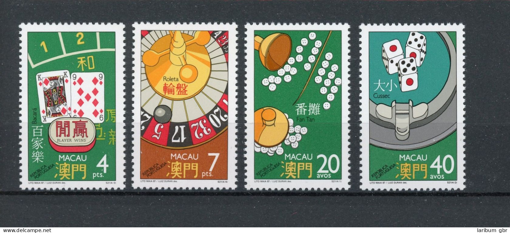 Macau 579-582 Postfrisch Glücksspiel #JQ896 - Other & Unclassified
