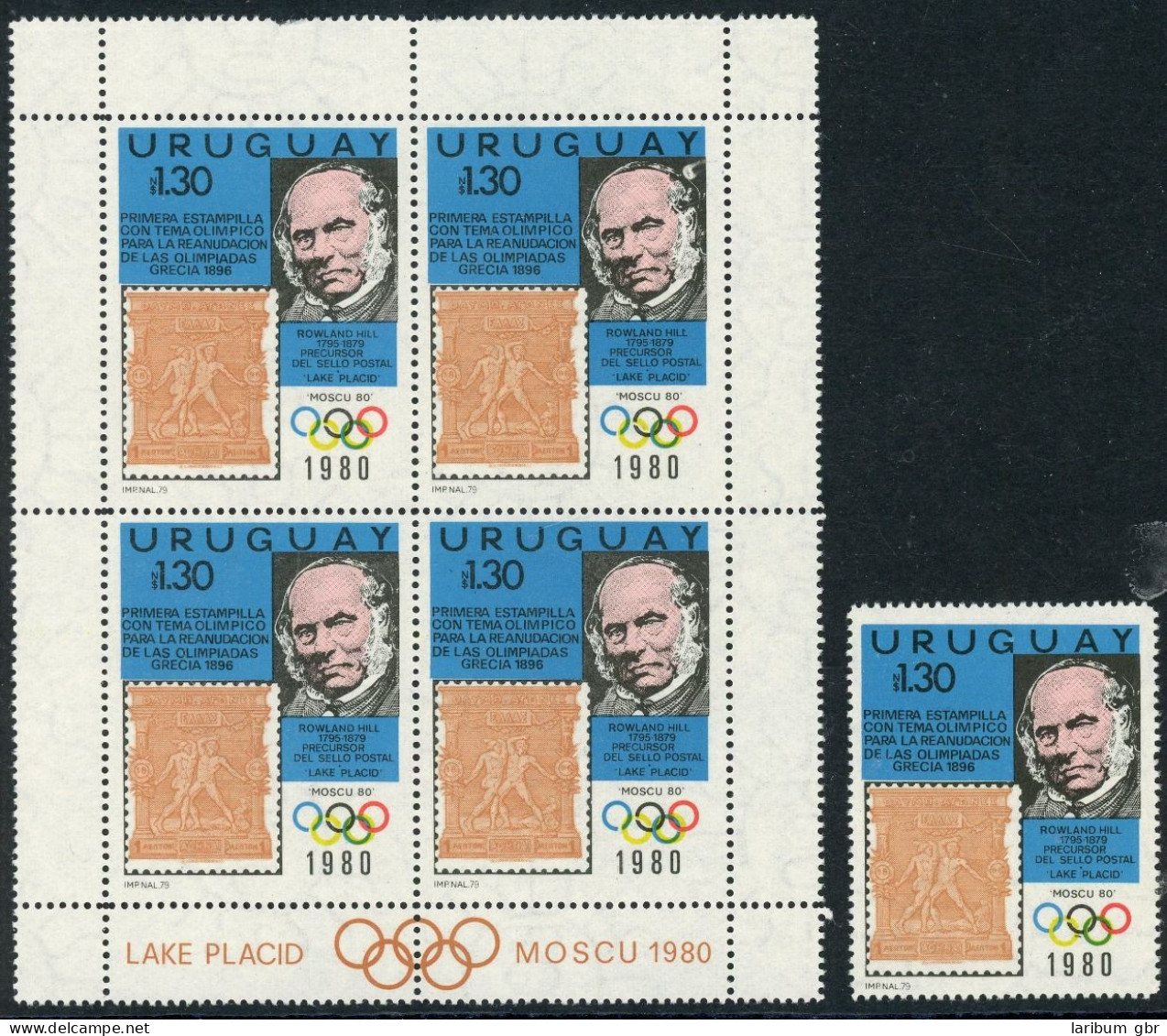 Uruguay 4er Block + Einzelmarke 1538 Postfrisch Olympia 1980 #HE816 - Uruguay