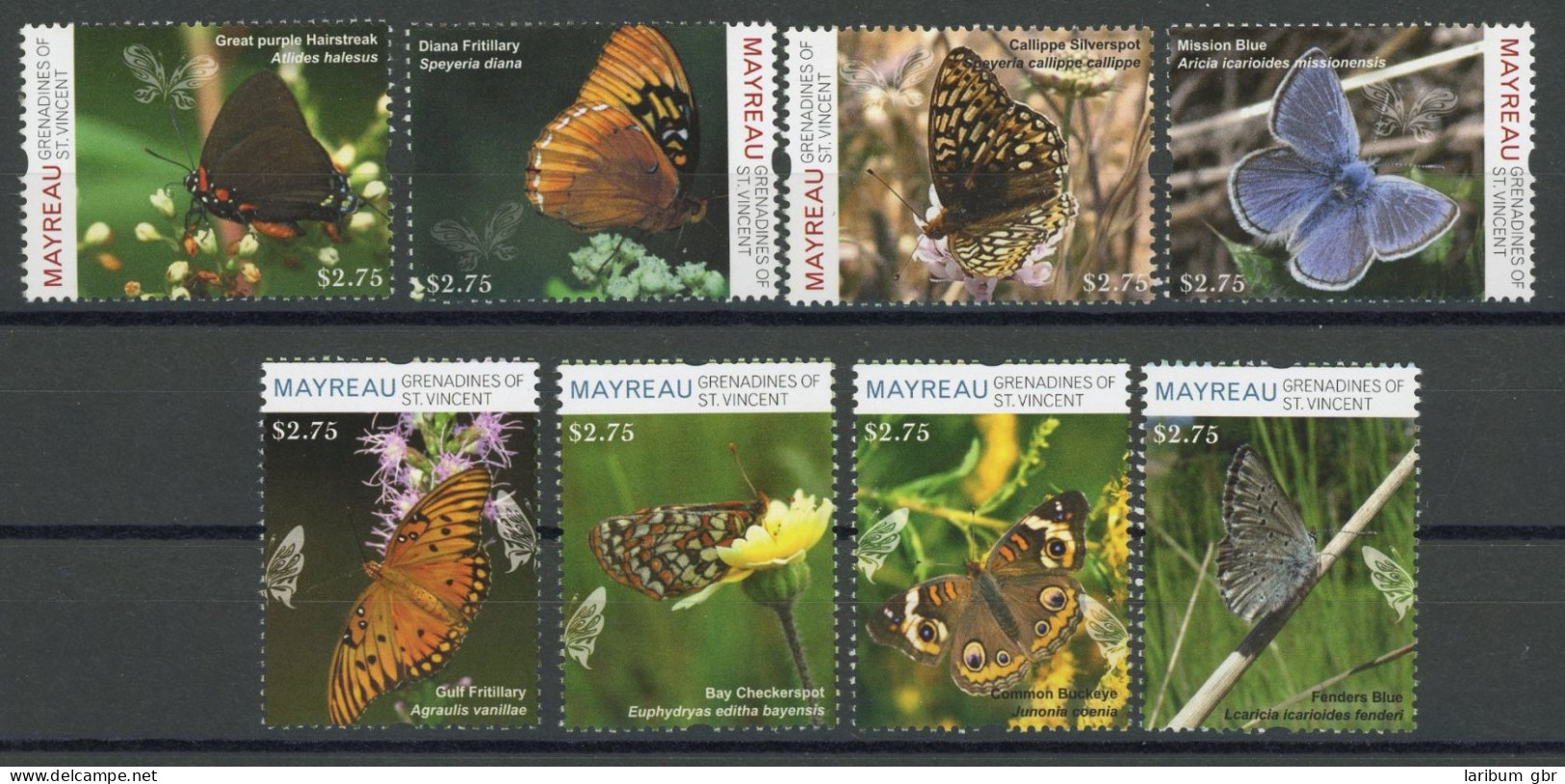 St. Vincent Grenadinen Einzelmarken 143-150 Postfrisch Schmetterling #HF444 - St.Vincent & Grenadines