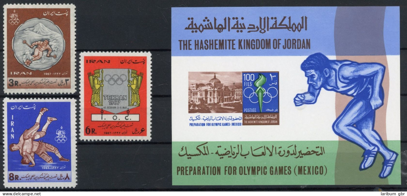 Jordanien 658-663A + Bl. 40 Postfrisch Olympia Mexiko 1968 #JR863 - Jordanie