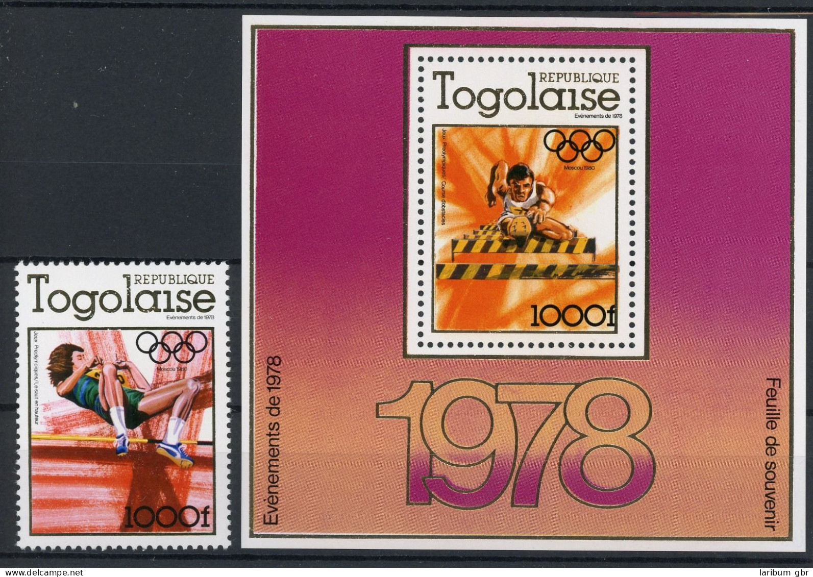 Togo 1278 A + Bl. 126 A Postfrisch Olympia 1980 Moskau #JR913 - Togo (1960-...)