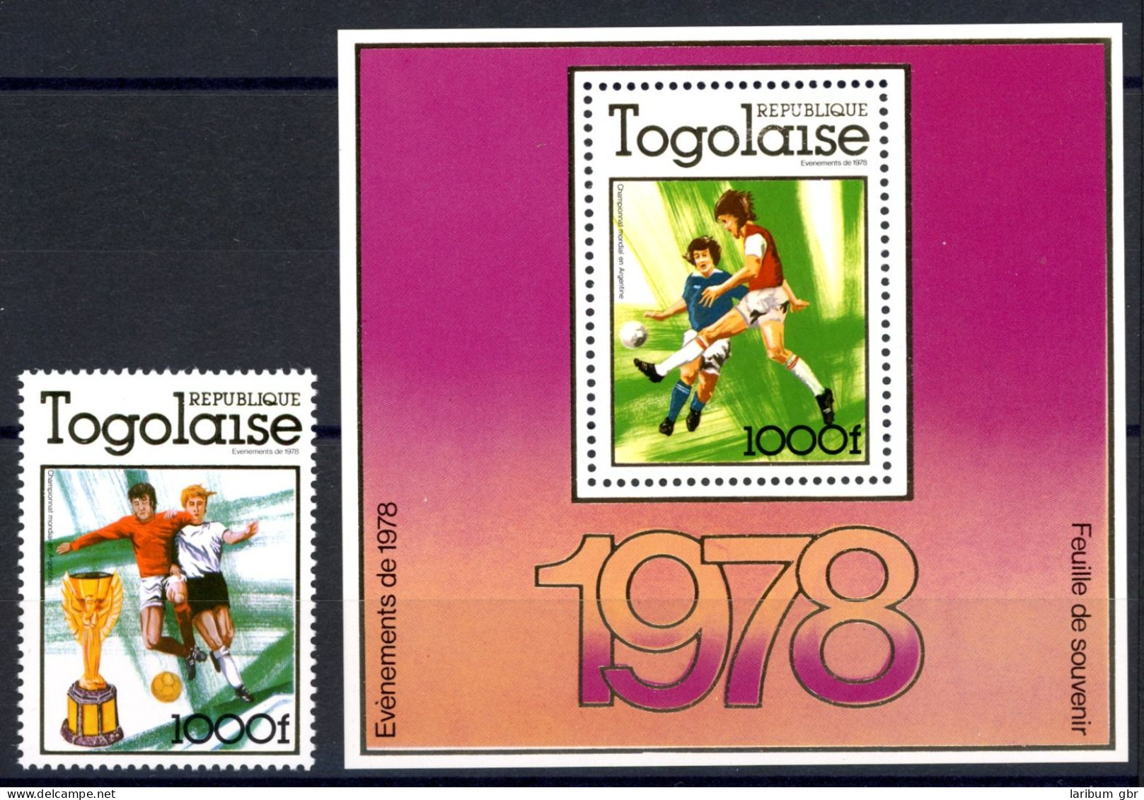 Togo 1282 A + Bl. 128 A Postfrisch Fußball WM 1978 #JR980 - Togo (1960-...)
