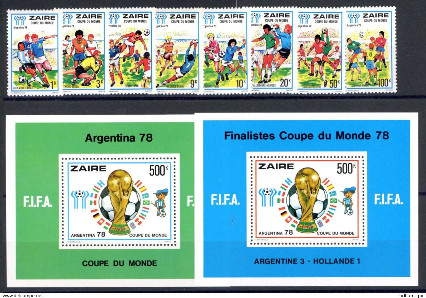 Kongo Zaire 558-565 + Bl. 18-19 Postfrisch Fußball WM 1978 #JS008 - Sonstige & Ohne Zuordnung