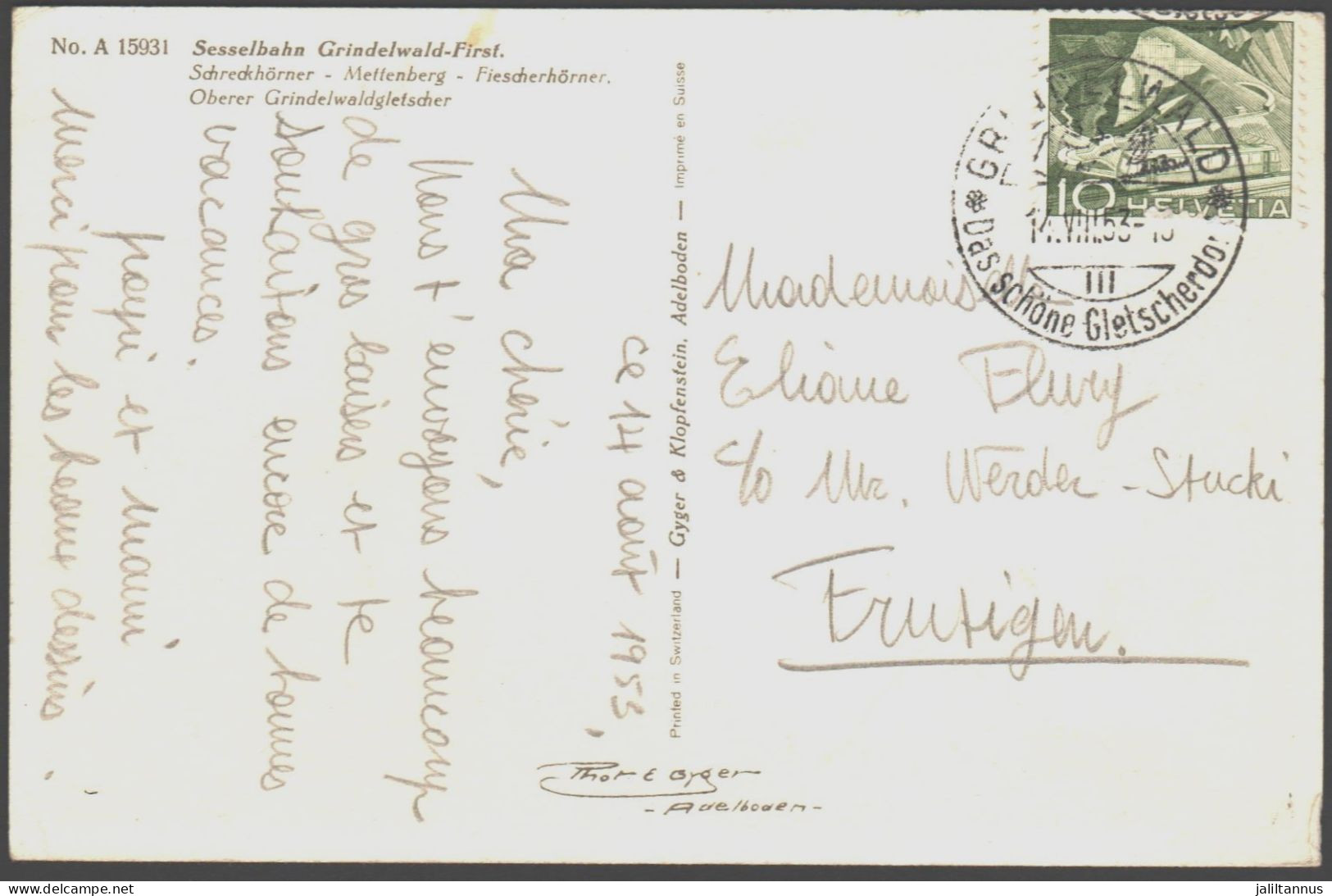 Switzerland Postcard With Stamps 1953 - Autres & Non Classés