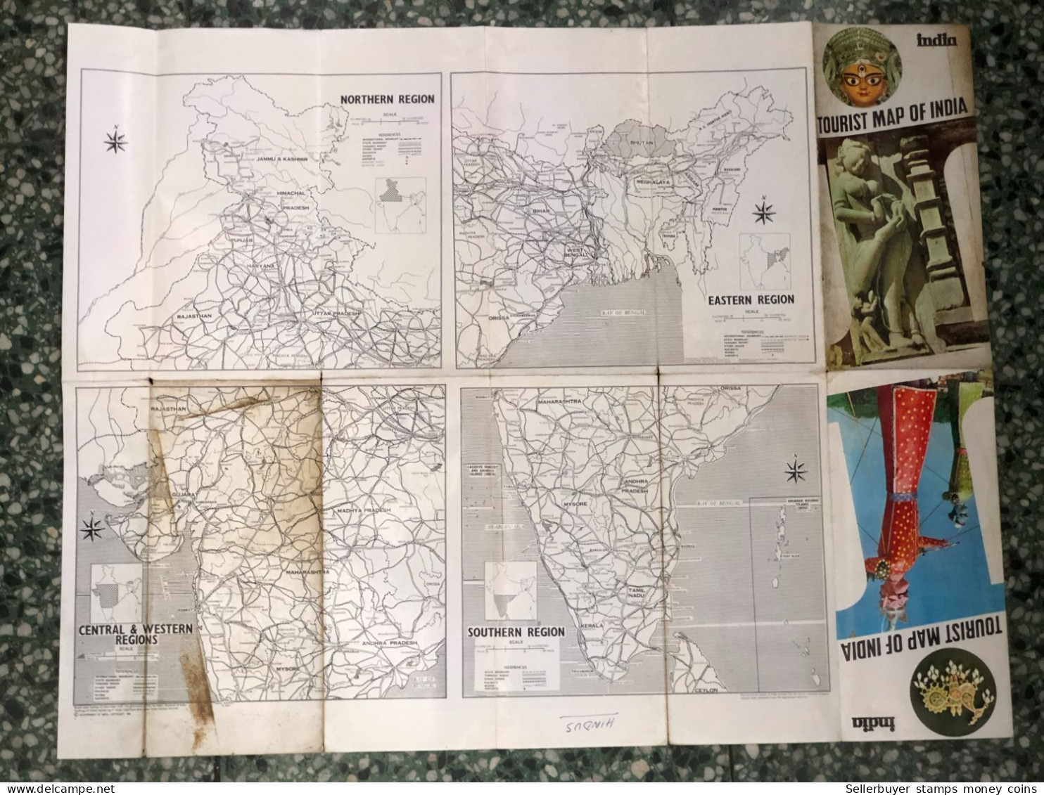 World Maps Old-india 1963 Year Before 1975-1 Pcs - Topographische Karten