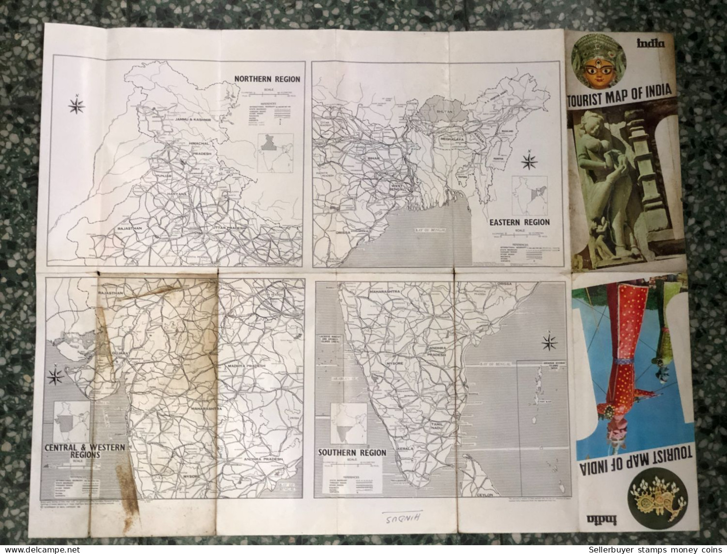 World Maps Old-india 1963 Year Before 1975-1 Pcs - Cartes Topographiques