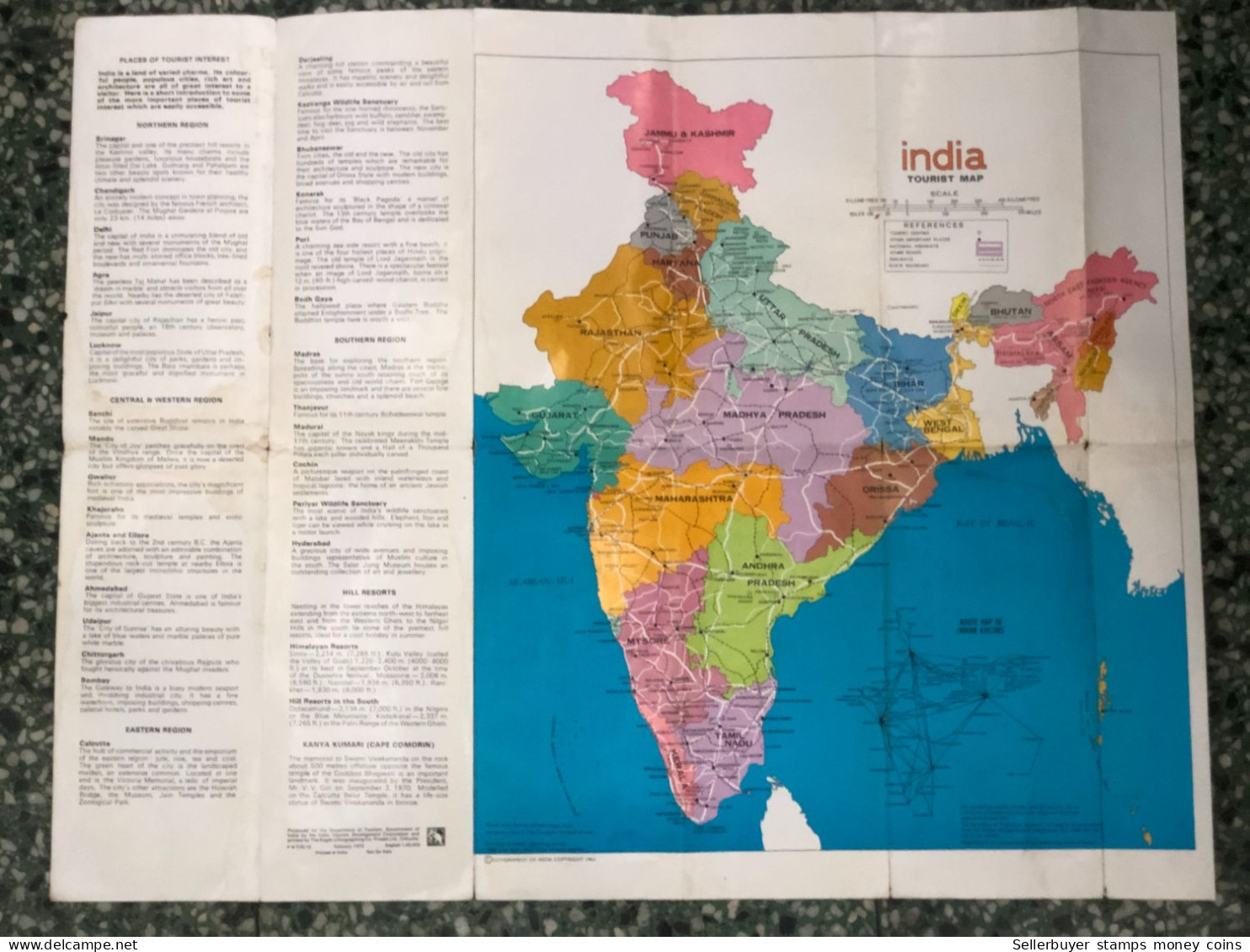 World Maps Old-india 1963 Year Before 1975-1 Pcs - Cartes Topographiques