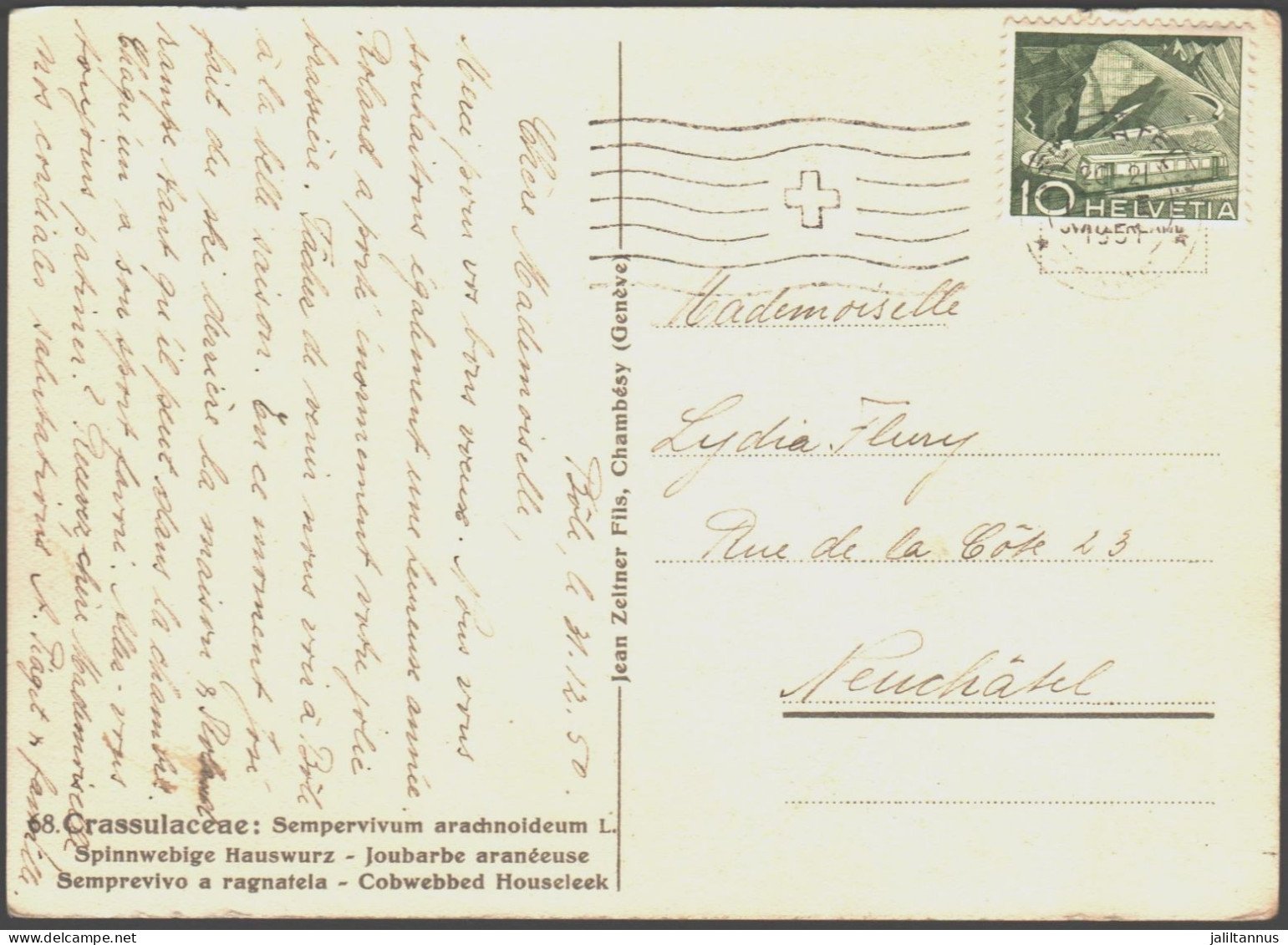 Switzerland Postcard With Stamps 1951 - Autres & Non Classés