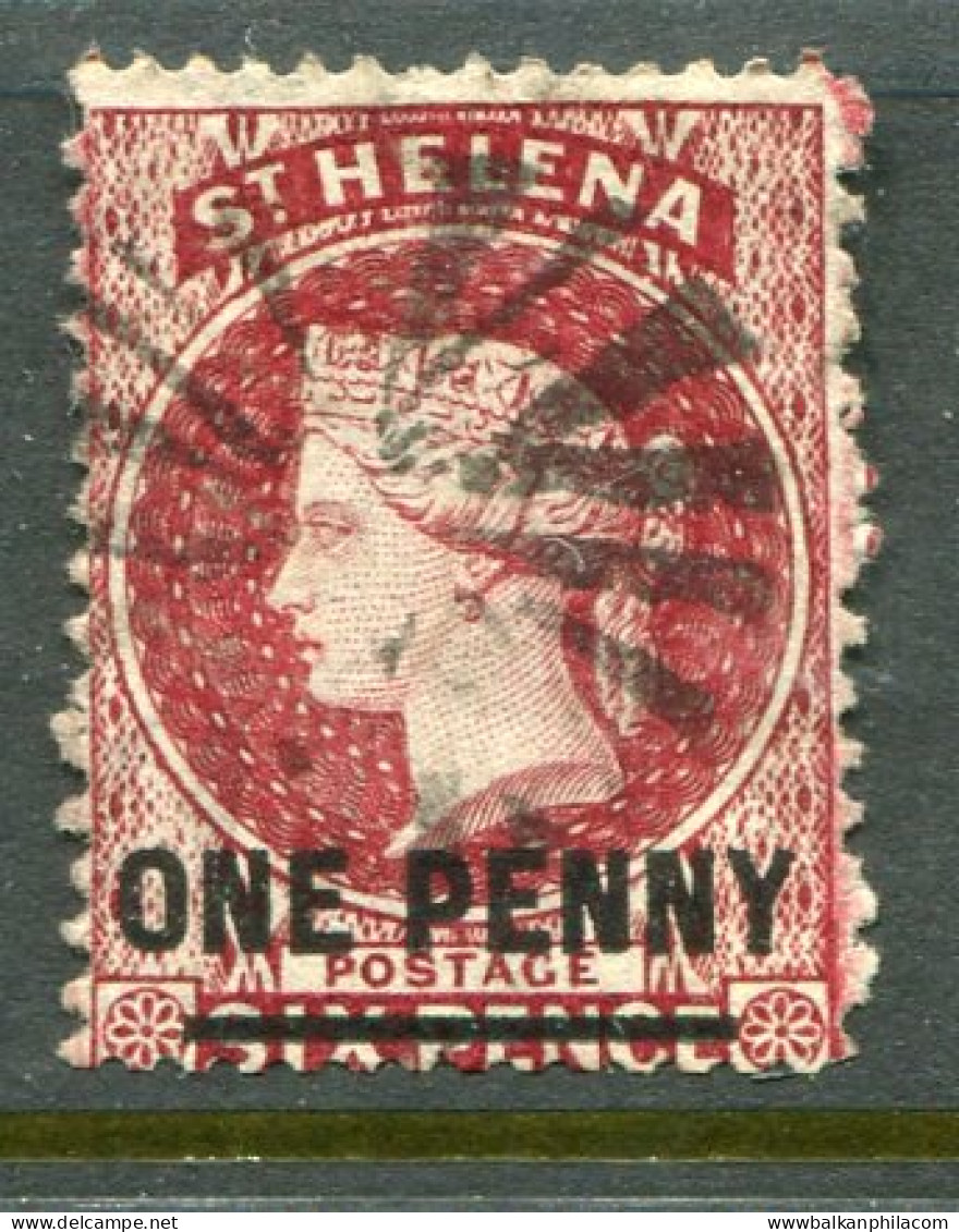 1876 St Helena ONE PENNY Surcharged Used Sg 21 - Sainte-Hélène