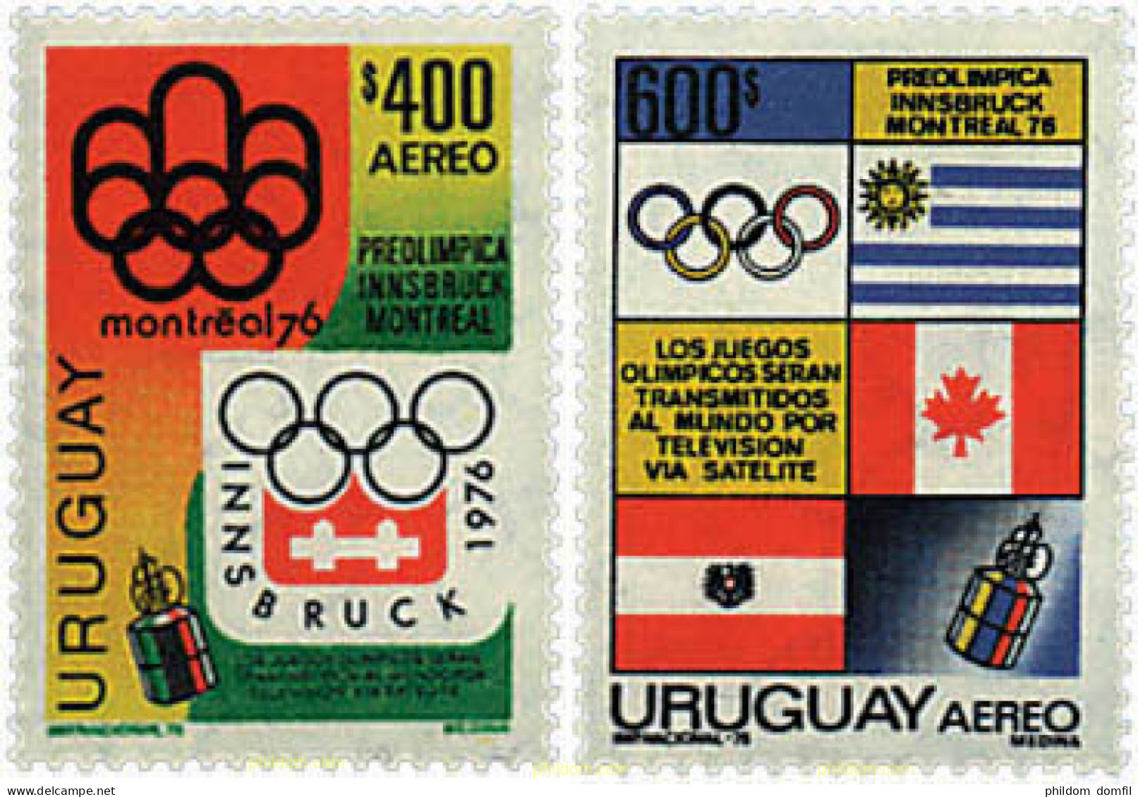 71934 MNH URUGUAY 1975 21 JUEGOS OLIMPICOS VERANO MONTREAL 1976. - 12 JUEGOS OLIMPICOS INVIERNO INNSBRUCK 1976 - Uruguay