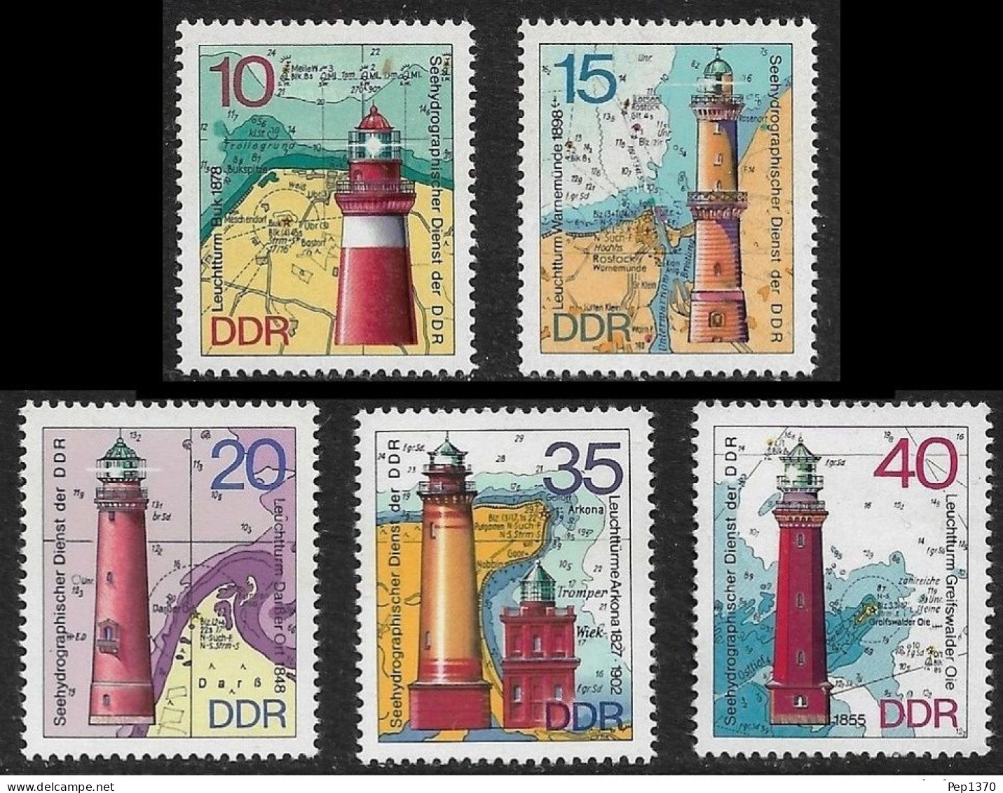 REPUBLICA DEMOCRATICA ALEMANA - DDR 1974 - FAROS - PHARES - LIGHTHOUSES - YVERT 1634/1638** - Unused Stamps