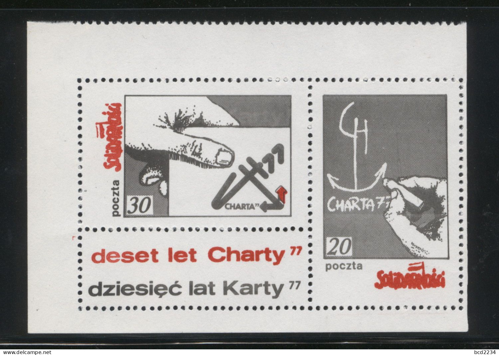 POLAND SOLIDARNOSC SOLIDARITY 10 YEARS OF CZECH SLOVAK CZECHOSLOVAKIA CHARTER 77 CHARTA KARTA (SOLID0861/496) - Autres & Non Classés