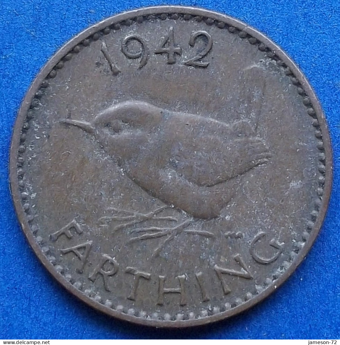 UK - 1 Farthing 1942 "wren" KM# 843 George VI (1936-52) Bronze - Edelweiss Coins - Andere & Zonder Classificatie