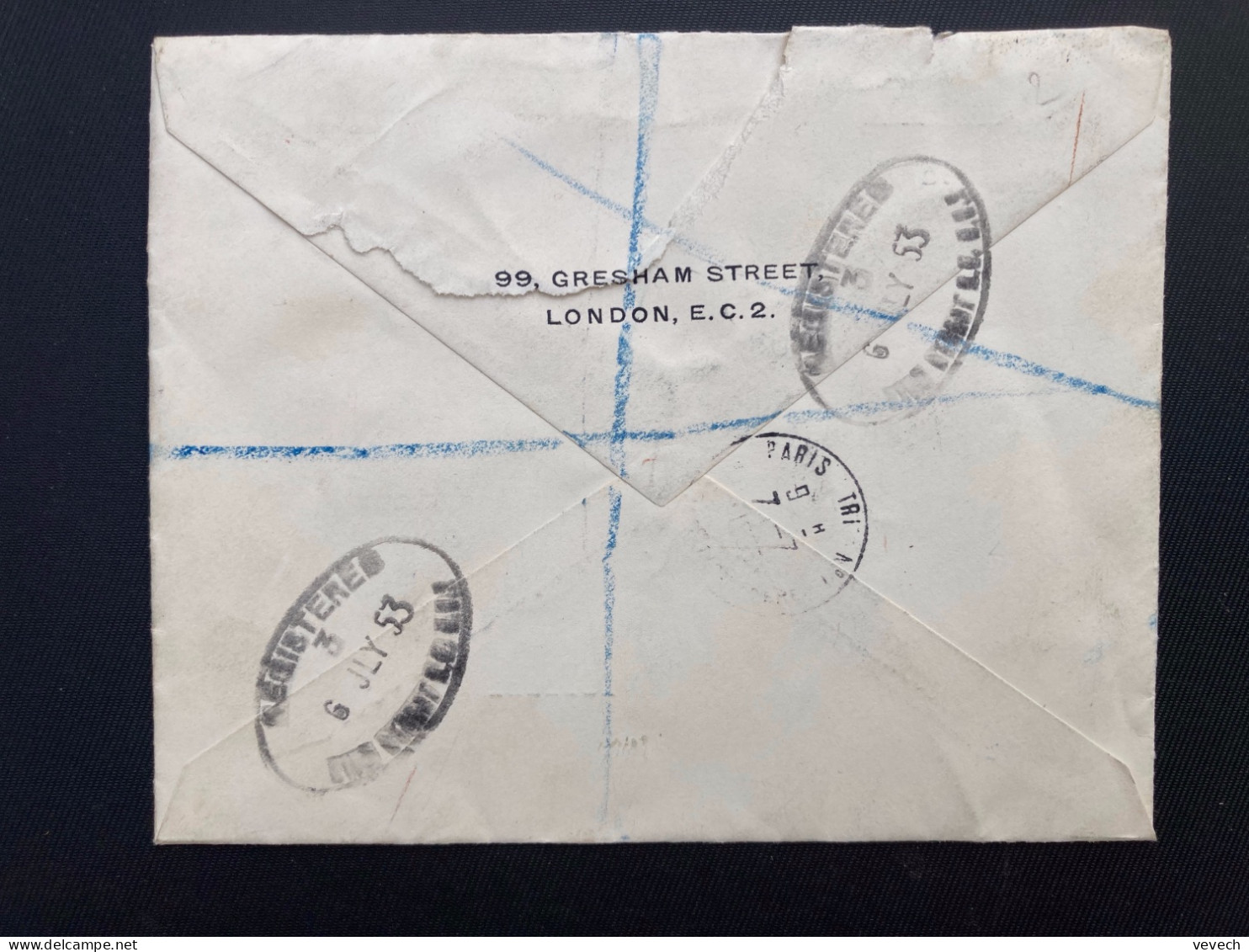 LR Pour La FRANCE TP 1/ + FIVE PENCE + 8d OBL.6 JY 53 - Covers & Documents