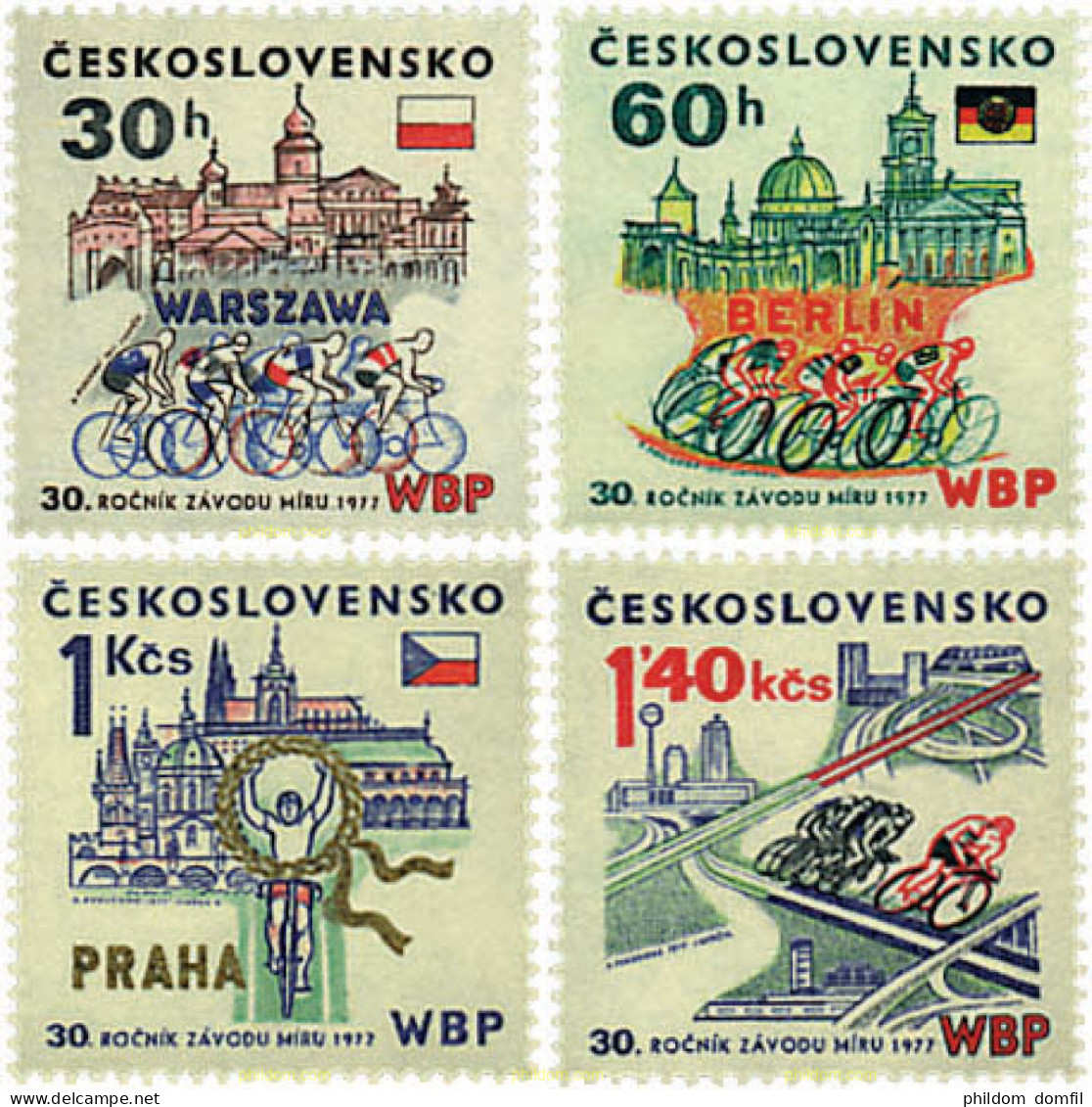 63744 MNH CHECOSLOVAQUIA 1977 30 CARRERA CICLISTA DE LA PAZ. - Neufs