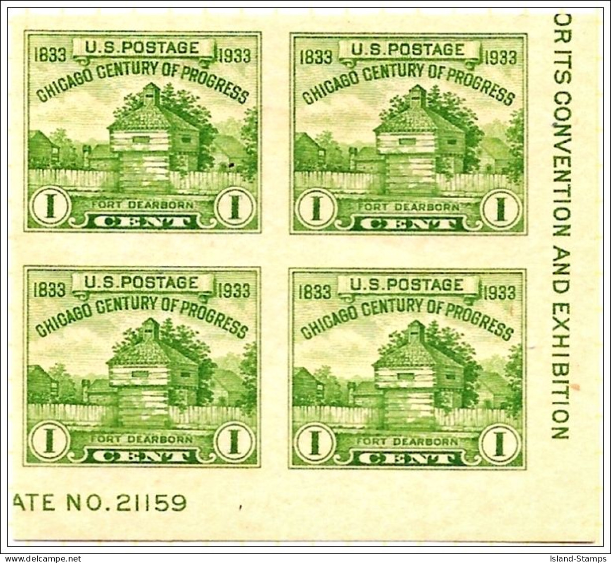 # 730a - 1933 1c Fort Dearborn, Imperf Block Of Four No Gum - Neufs