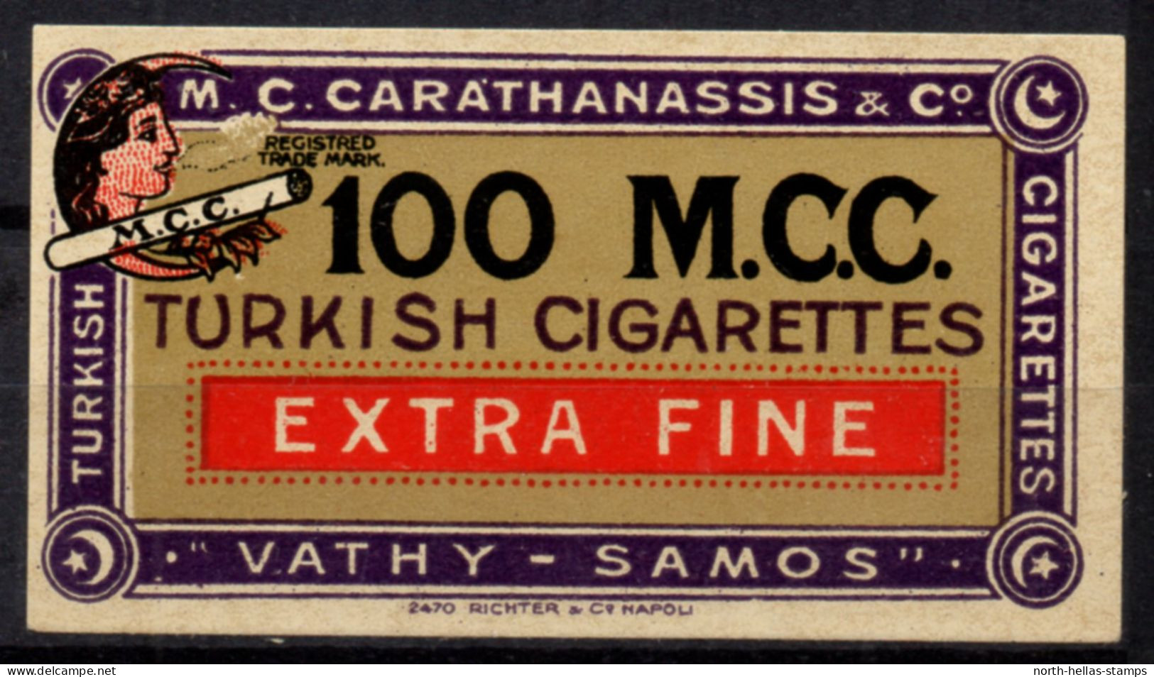 V005 Greece / Griechenland / Griekenland / Grecia / Grece 1888 SAMOS Cinderella / Vignette - Cigarette Label - Sonstige & Ohne Zuordnung