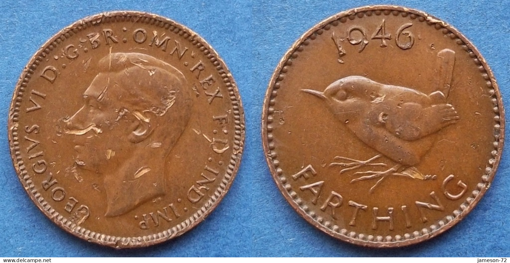 UK - 1 Farthing 1946 "wren" KM# 843 George VI (1936-52) Bronze - Edelweiss Coins - Andere & Zonder Classificatie