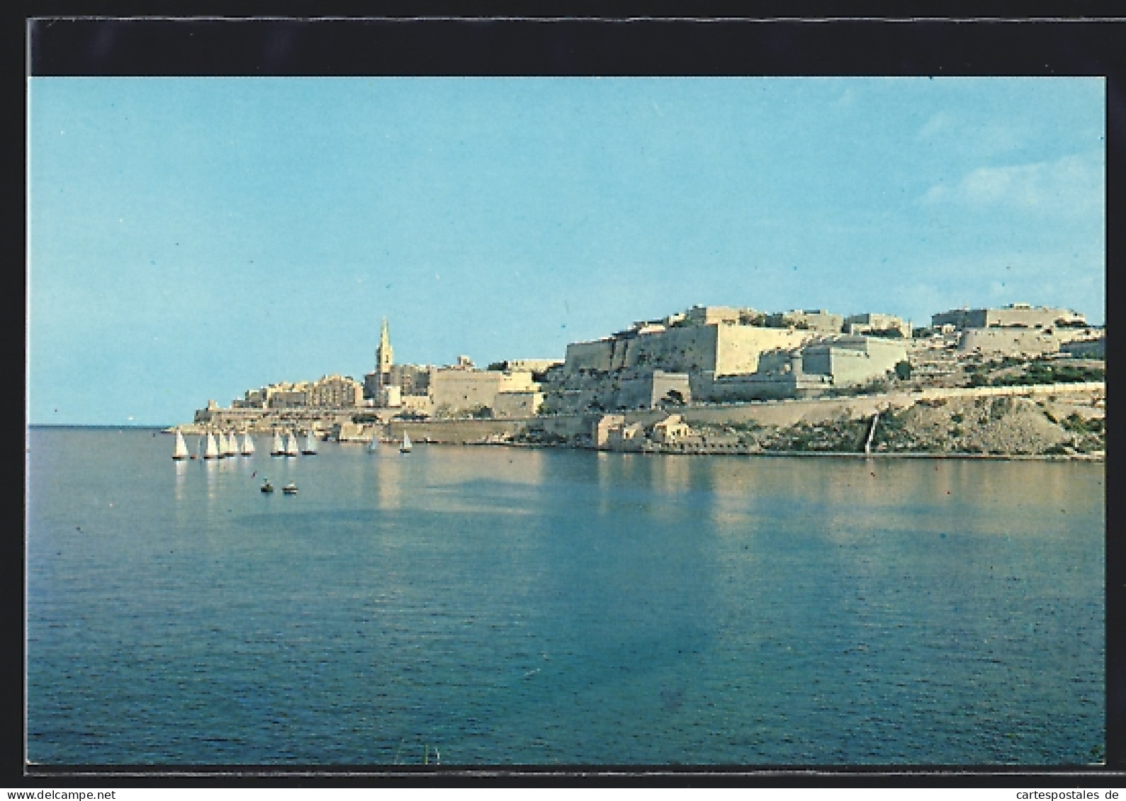 AK Sliema Creek, Sailing Boats Racing Past Valletta`s Old Fortifications  - Malta