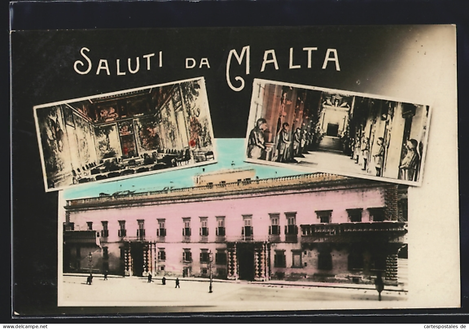 AK Malta, Gebäude Mit Saal Mit Wandgemälden Und Langem Gang Mit Rüstungen  - Malta