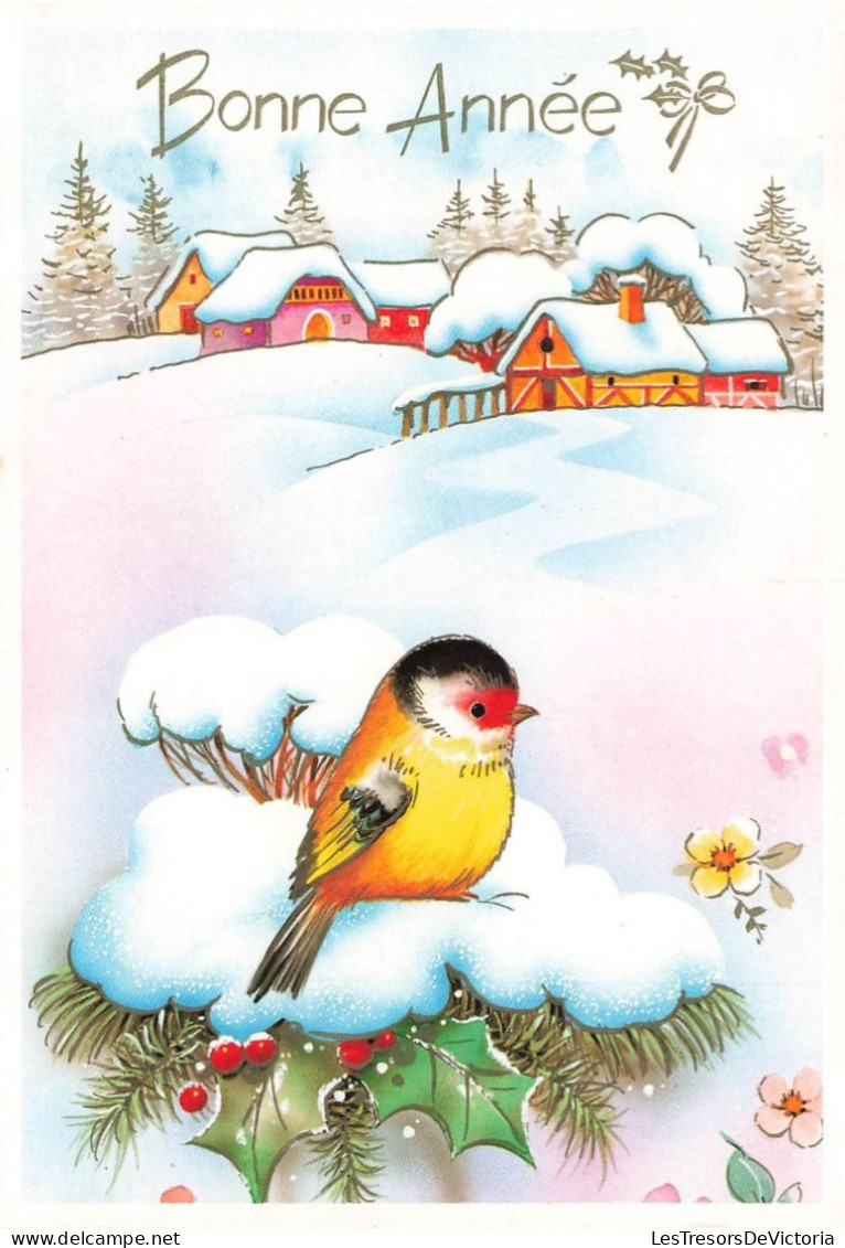 FETES - VOEUX - Nouvel An - Bonne Année - Oiseau - Maison - Neige - Carte Postale Ancienne - Nouvel An