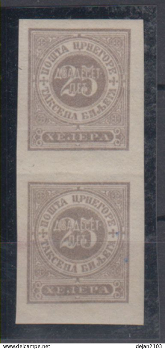 Montenegro Porto 25 Helera Imperforated In Pair 1902 MNH ** - Montenegro