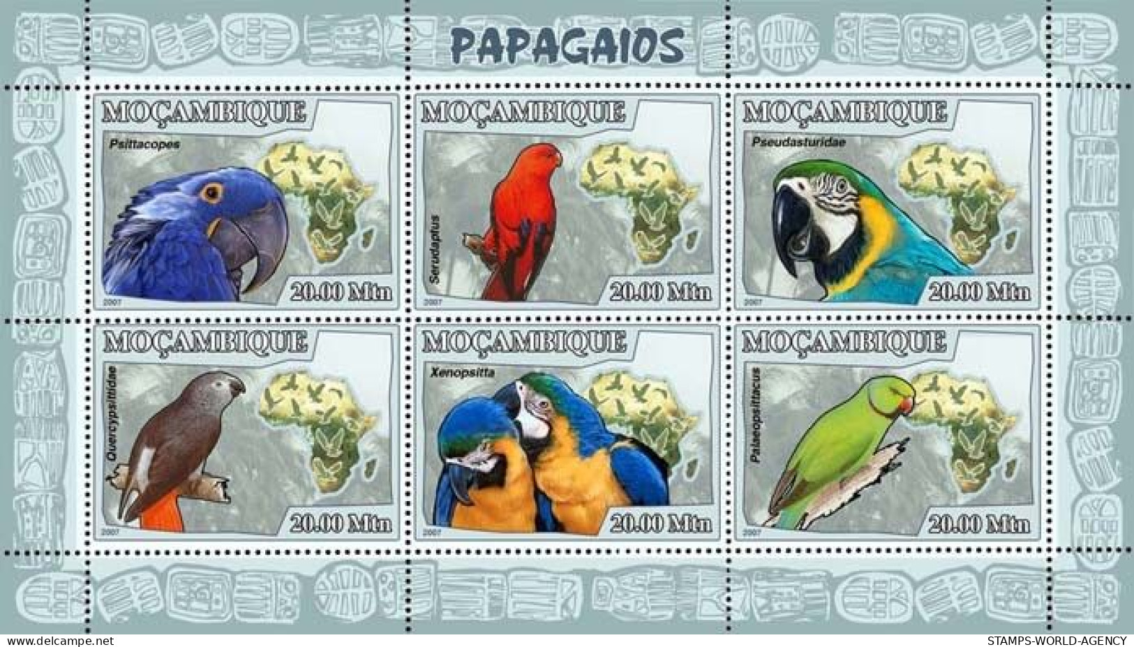 ( 250 36) - 2007- MOZAMBIQUE - PARROTS                6V  MNH** - Perroquets & Tropicaux