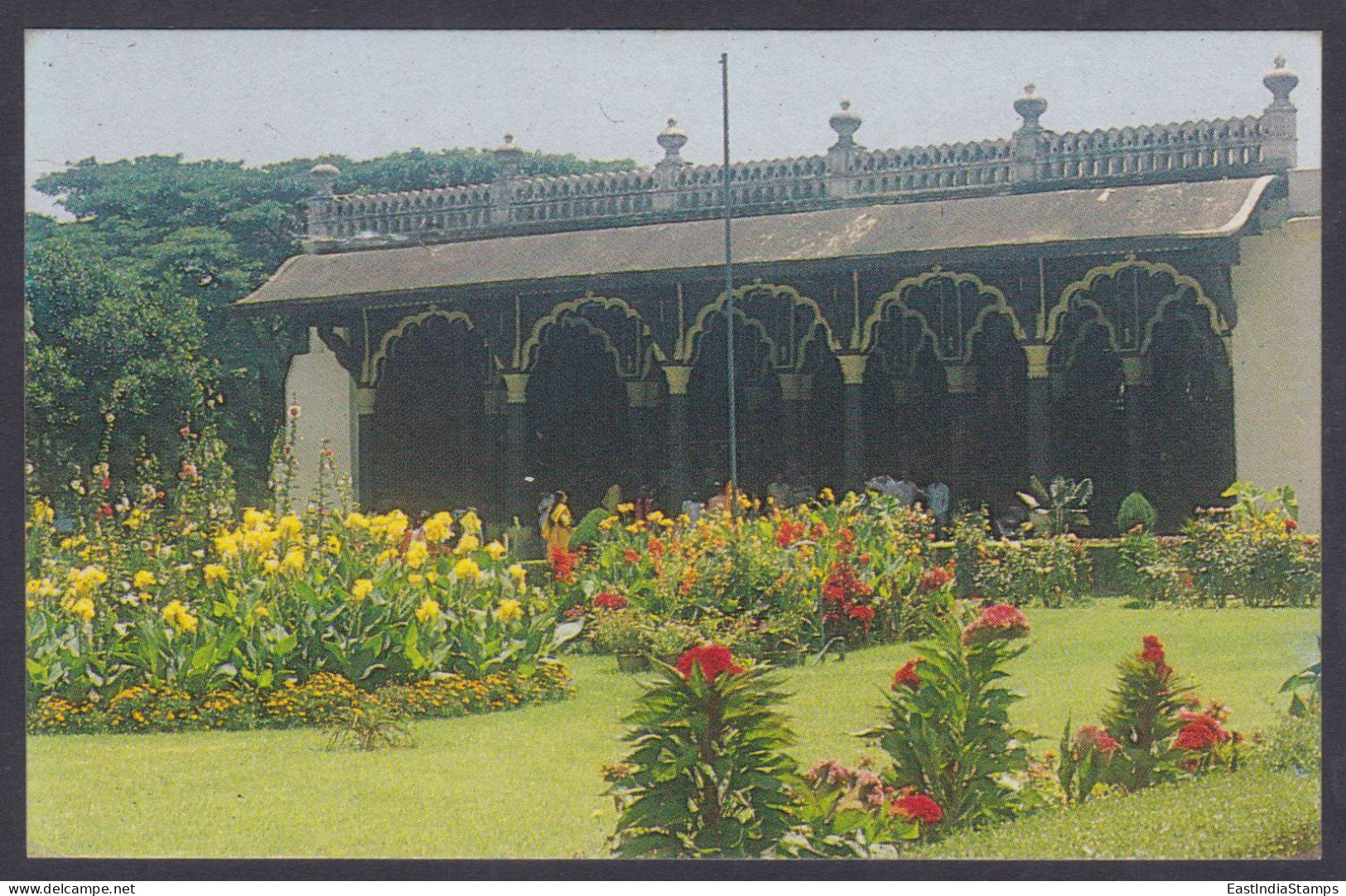 Inde India Pictorial Postmark Postcard Brindavan Garden, Mysore, Flower, Flowers, Palace, Tipu Sultan, Royalty - Sonstige & Ohne Zuordnung