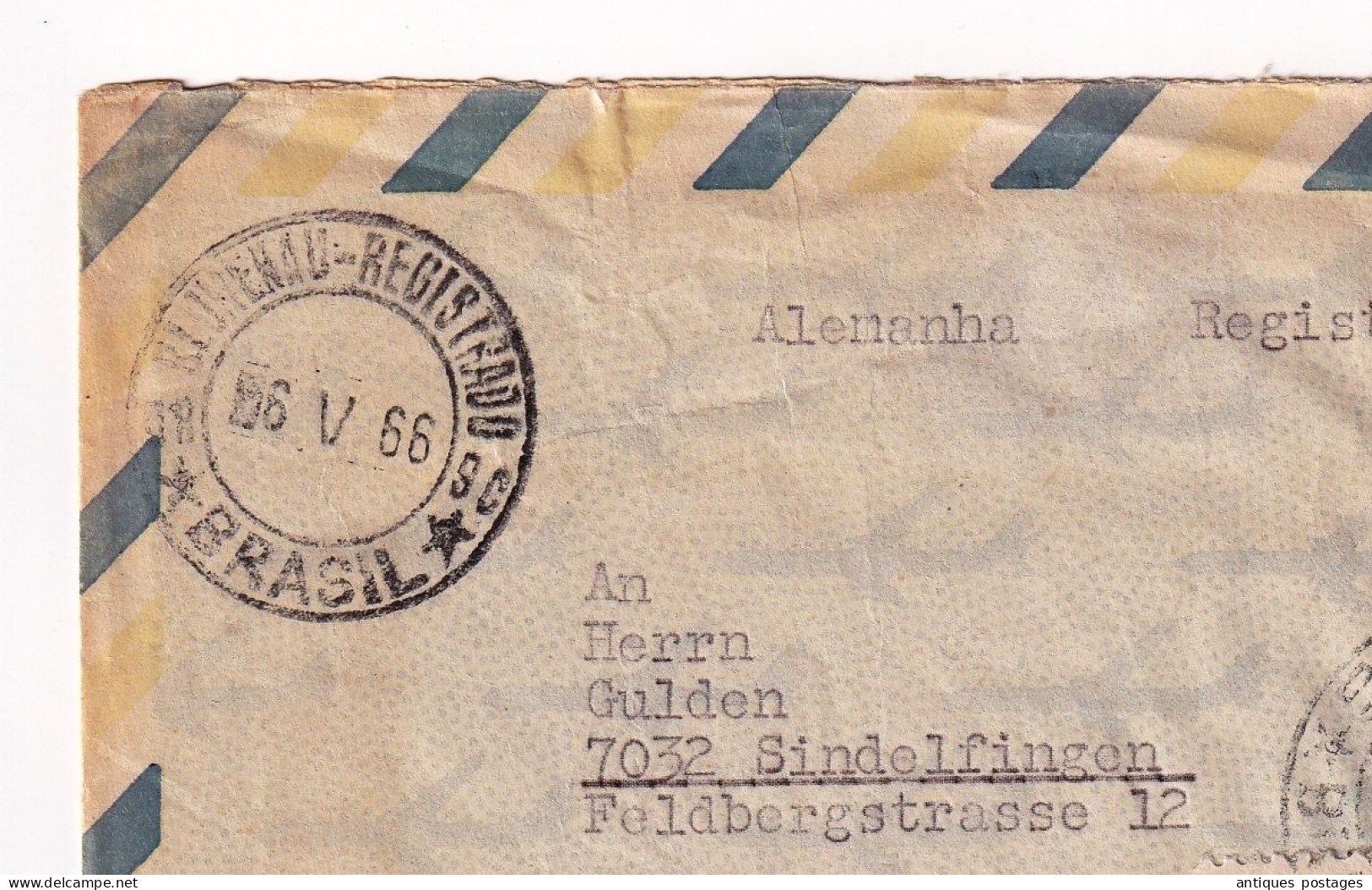 Registered 1966 Blumenau Brésil Brazil Brasil Winston Churchill Sindelfingen Deutschland - Covers & Documents