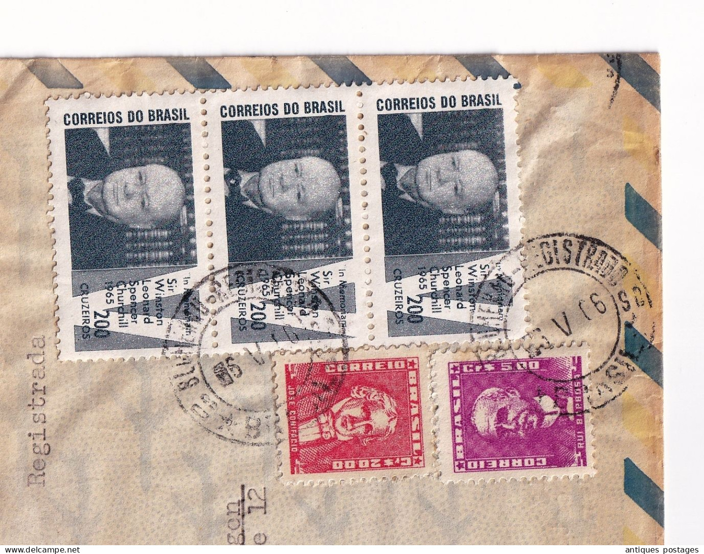 Registered 1966 Blumenau Brésil Brazil Brasil Winston Churchill Sindelfingen Deutschland - Brieven En Documenten