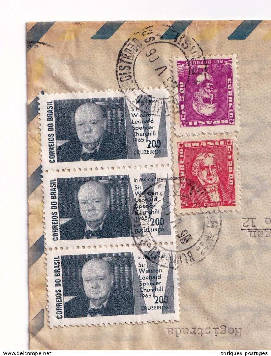 Registered 1966 Blumenau Brésil Brazil Brasil Winston Churchill Sindelfingen Deutschland - Brieven En Documenten