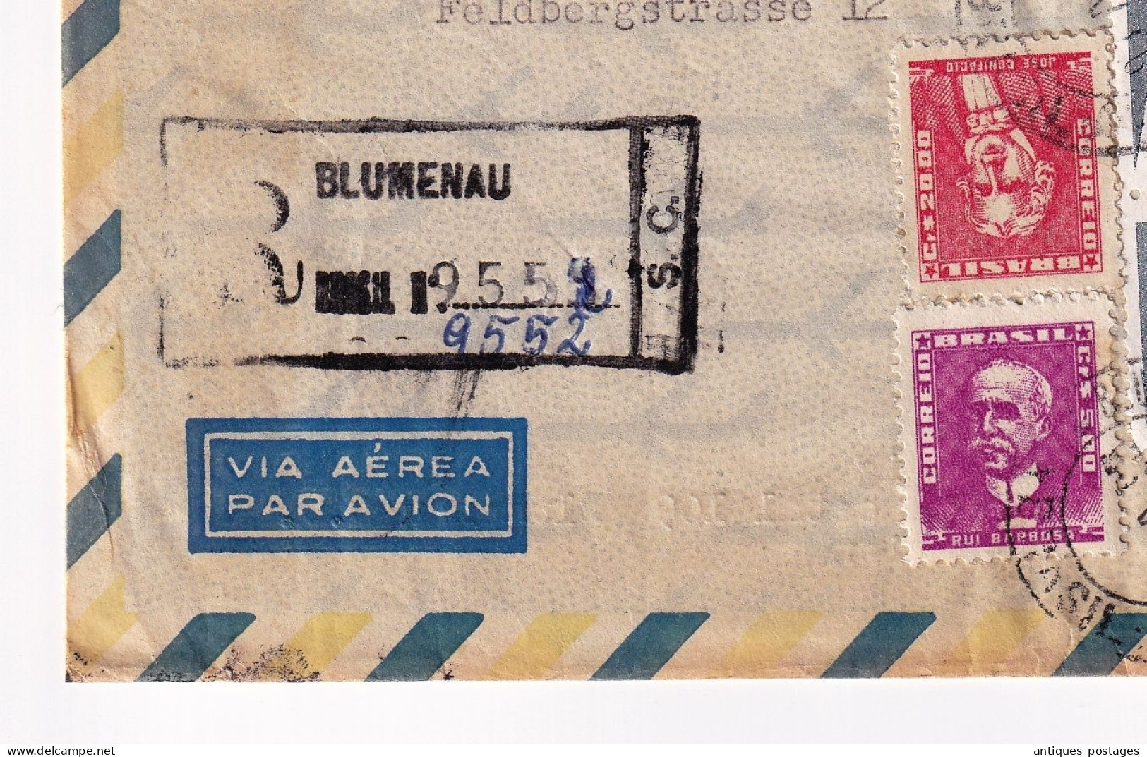 Registered 1966 Blumenau Brésil Brazil Brasil Winston Churchill Sindelfingen Deutschland - Brieven En Documenten