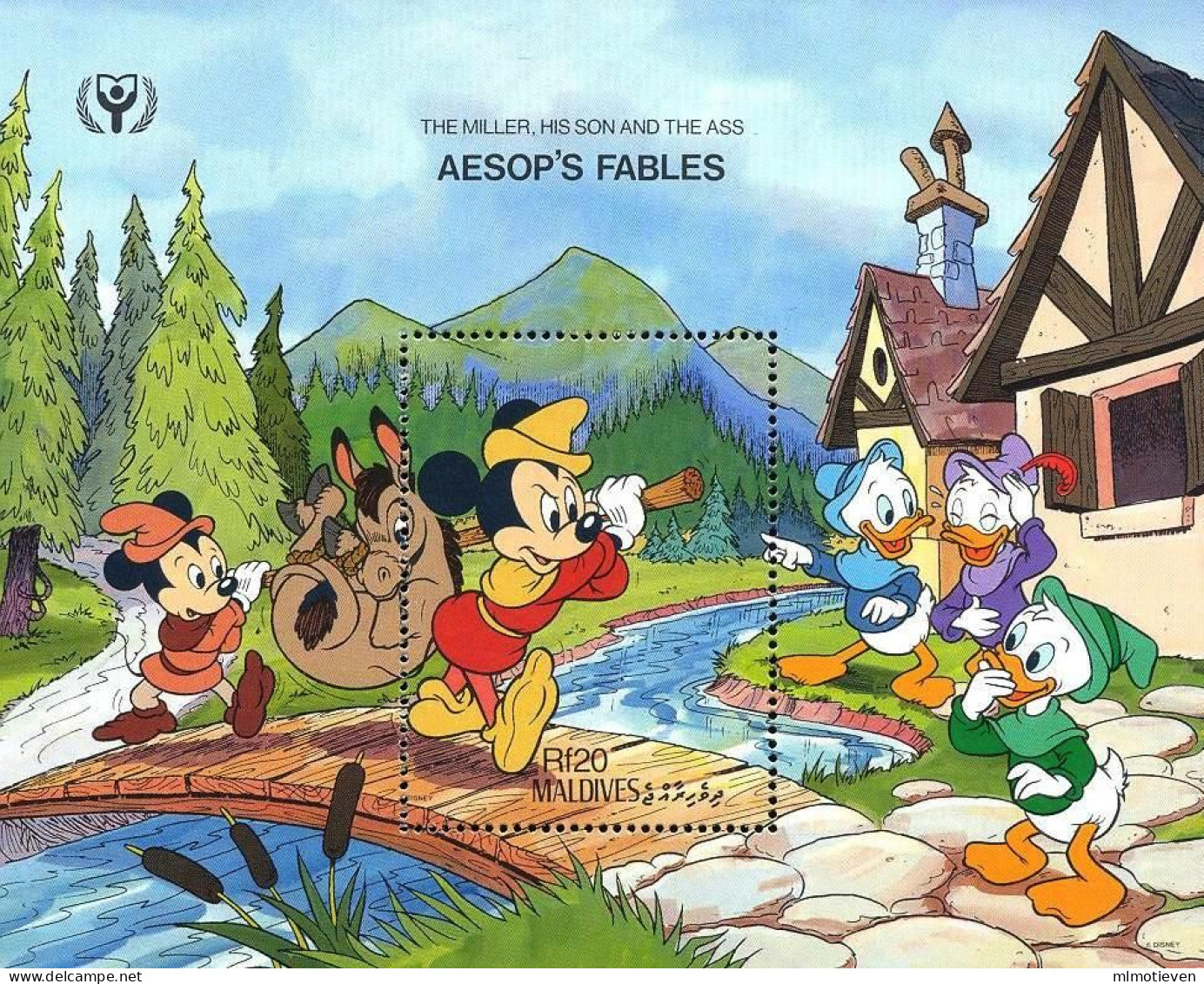 MWD-BK5-289-1 MINT PF/MNH ¤ MALDIVES 1990 BLOCK ¤ INTERNATIONAL YEAR OF LETERACY - Disney