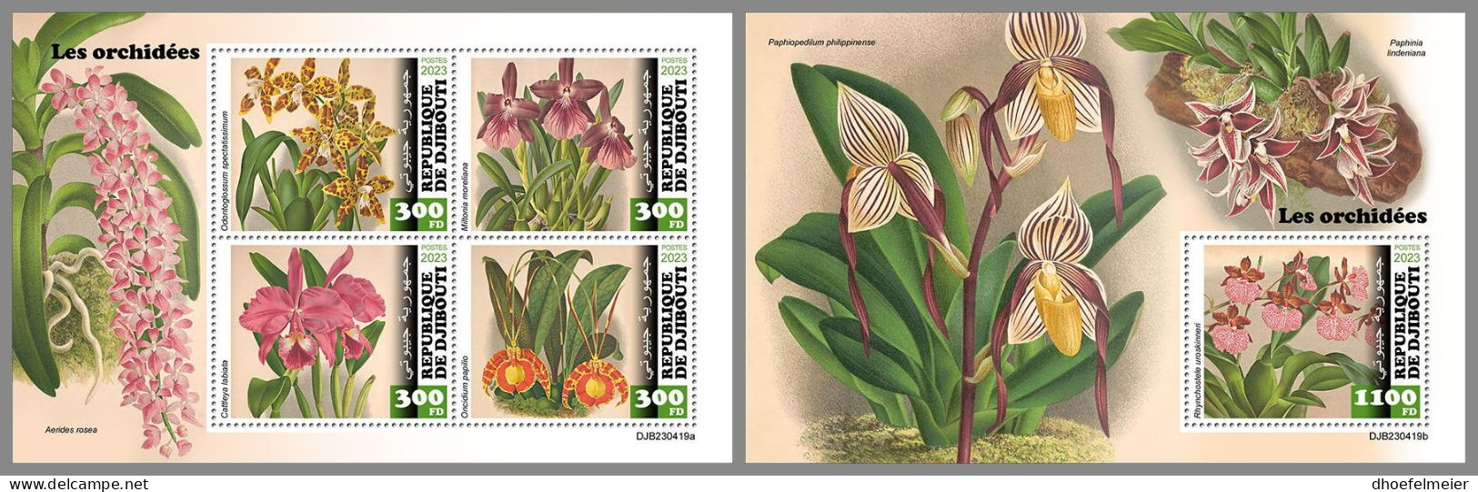DJIBOUTI 2023 MNH Orchids Orchideen M/S+S/S – OFFICIAL ISSUE – DHQ2420 - Orchidées
