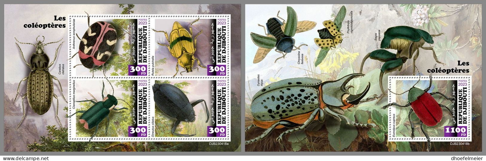 DJIBOUTI 2023 MNH Beetles Käfer M/S+S/S – OFFICIAL ISSUE – DHQ2420 - Beetles