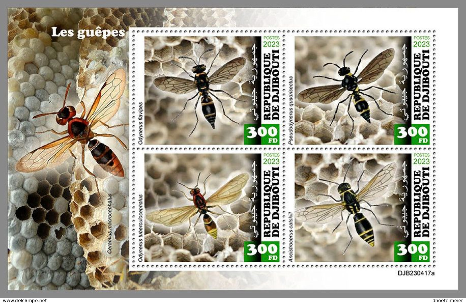 DJIBOUTI 2023 MNH Wasps Wespen M/S – OFFICIAL ISSUE – DHQ2420 - Sonstige & Ohne Zuordnung