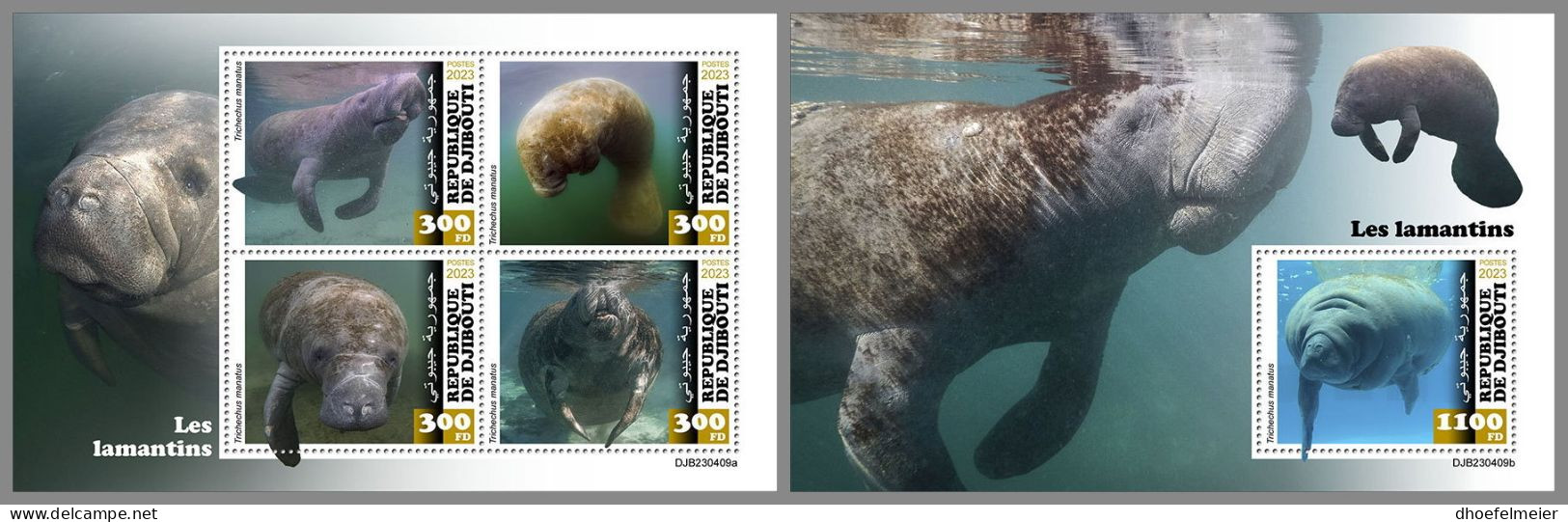 DJIBOUTI 2023 MNH Manatees M/S+S/S – OFFICIAL ISSUE – DHQ2420 - Andere & Zonder Classificatie