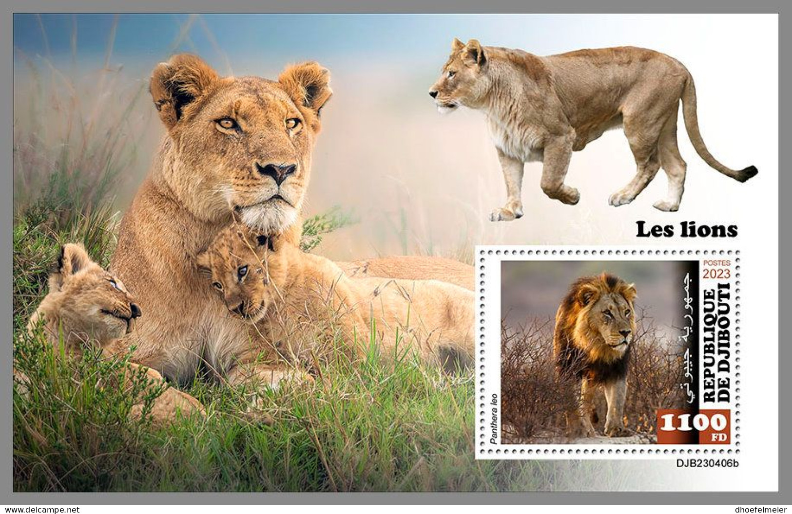 DJIBOUTI 2023 MNH Lions Löwen S/S – OFFICIAL ISSUE – DHQ2420 - Félins