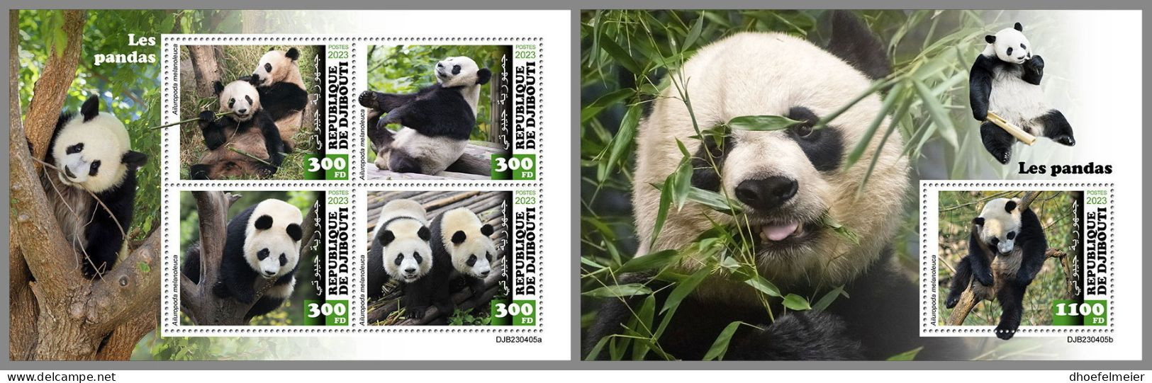 DJIBOUTI 2023 MNH Pandas Bears Bären M/S+S/S – OFFICIAL ISSUE – DHQ2420 - Ours