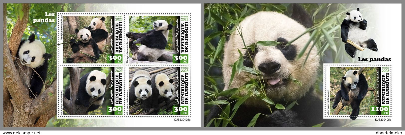 DJIBOUTI 2023 MNH Pandas Bears Bären M/S+S/S – OFFICIAL ISSUE – DHQ2420 - Bears